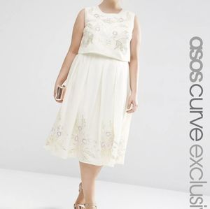 ASOS CURVE Midi Dress With Pretty Floral Embellishment - Cream, Wedding dress
